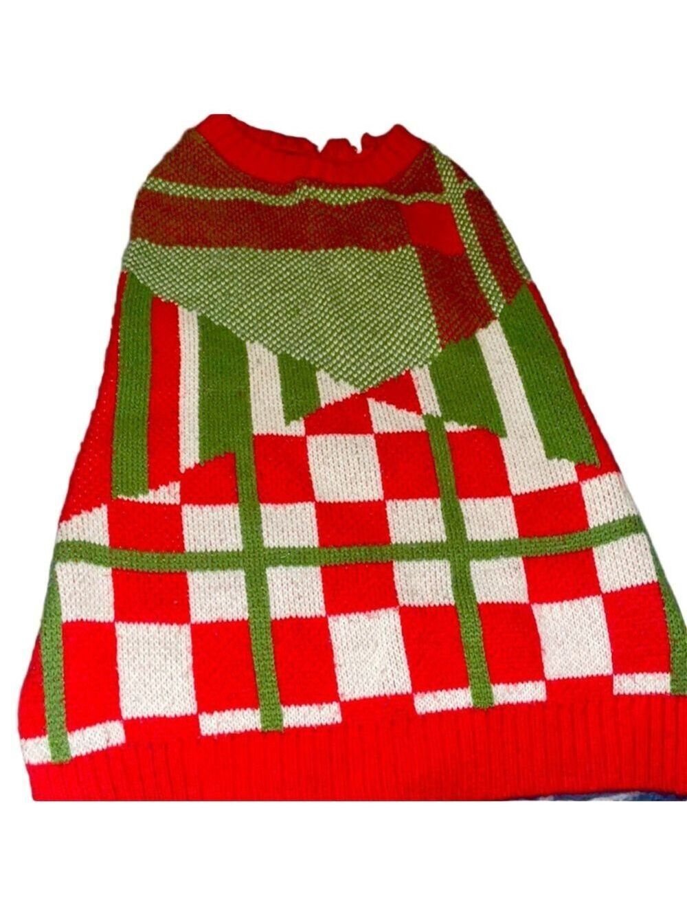 Red Green White Argyle Dog Sweater